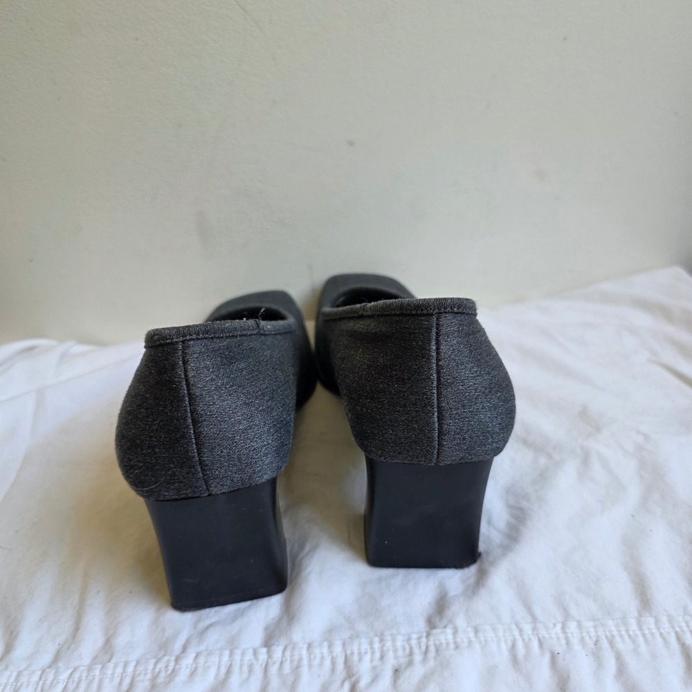 Liz Claiborne McAllister II VTG 90s CBK Square Toe Block Heel Pumps Grey 7.5M - Picture 3 of 8